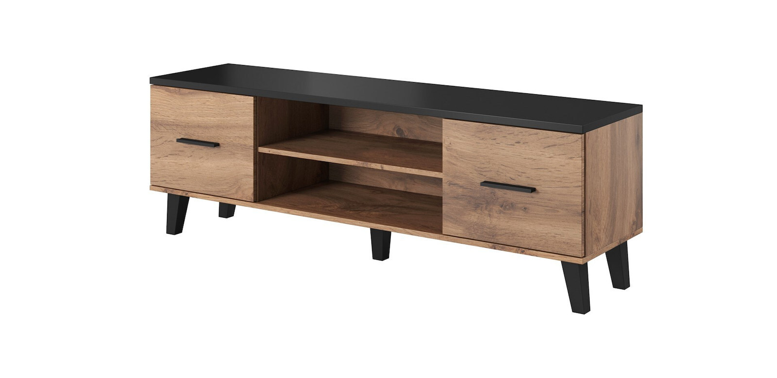 Έπιπλο Τηλεόρασης Ξύλινο Lotta Wotan Oak / Mat Black Μ160xΠ40xΥ53cm 1602D2K