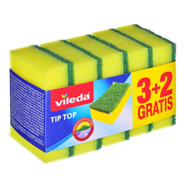 Vileda Tip-top Σετ Σφουγγάρια Πιάτων Κίτρινα 5τμχ
