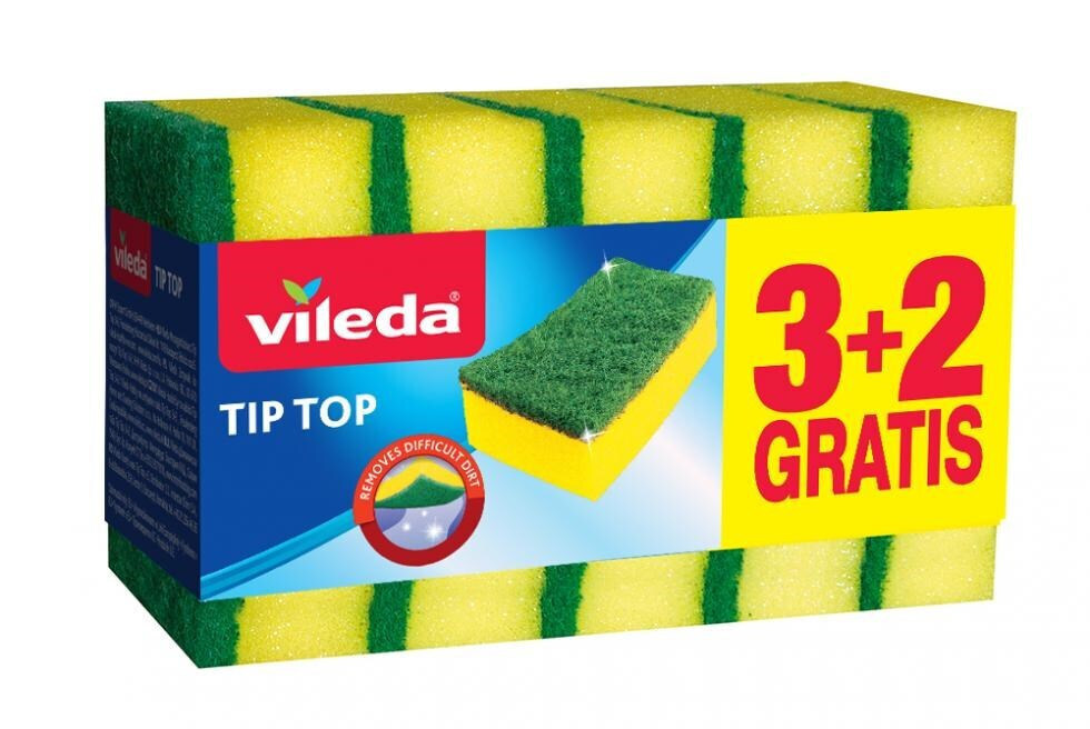 20240110105459_e3160b21 Vileda Tip-top Σετ Σφουγγάρια Πιάτων Κίτρινα 5τμχ - Image 3