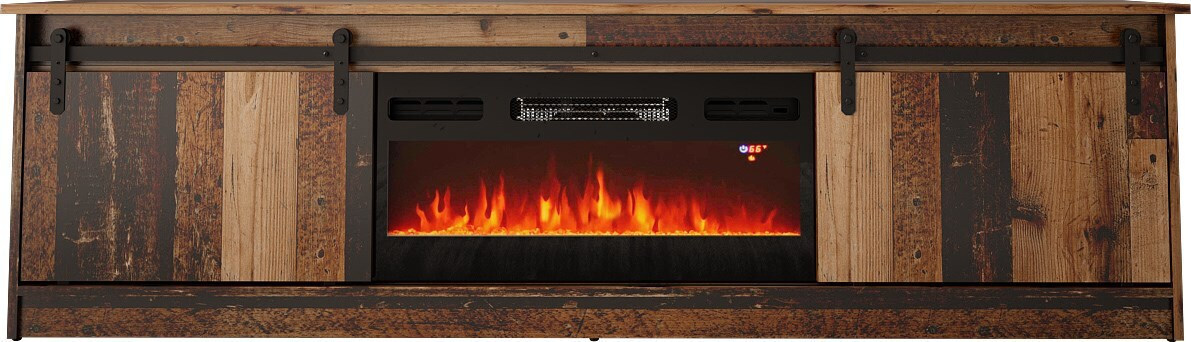 Γωνιακό Ξύλινο με Ρόδες & Φωτισμό LED Old Wood 200x56.7x35εκ. - Image 1