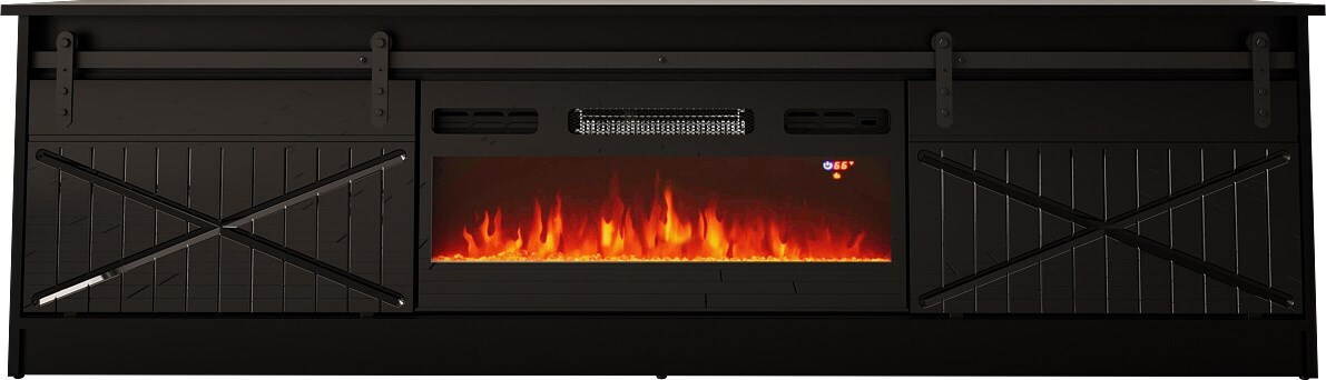 Γωνιακό Ξύλινο Granero με Ρόδες & Φωτισμό LED Black/Black Gloss 200x56.7x35εκ. - Image 1