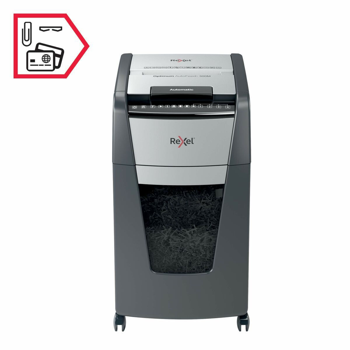 20240122132322_0a5feb14 Rexel Καταστροφέας Εγγράφων Optimum Auto+ 300m Micro Cut 300 Φύλλων με Κάδο 60lt - Image 2