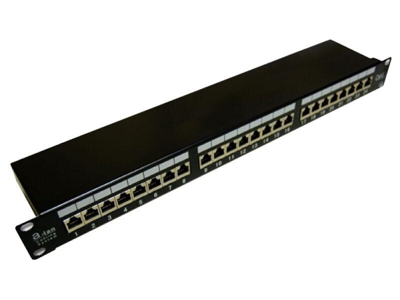 20240122133858_a_lan_patch_panel_gia_rack_1u_19_24_thyron_pk006 A-LAN Patch Panel Shielded για Rack 1U 19" 24 Θυρών cat5e Μαύρο - Image 1