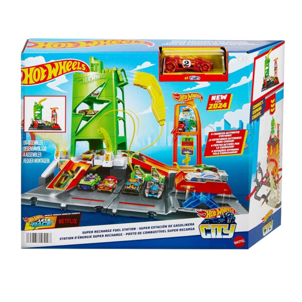 Hot Wheels Σταθμός Καυσίμων Σταθμός Φόρτισης Οχημάτων για 4+ Ετών