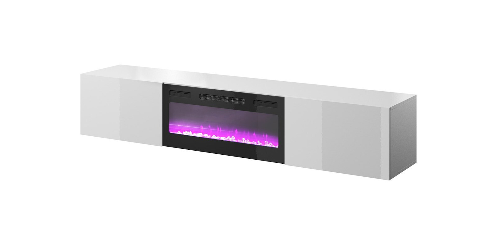 Ξύλινο Rtv με Φωτισμό LED Gloss White 200x40x37εκ. STVCMMZPM0234 - Image 1