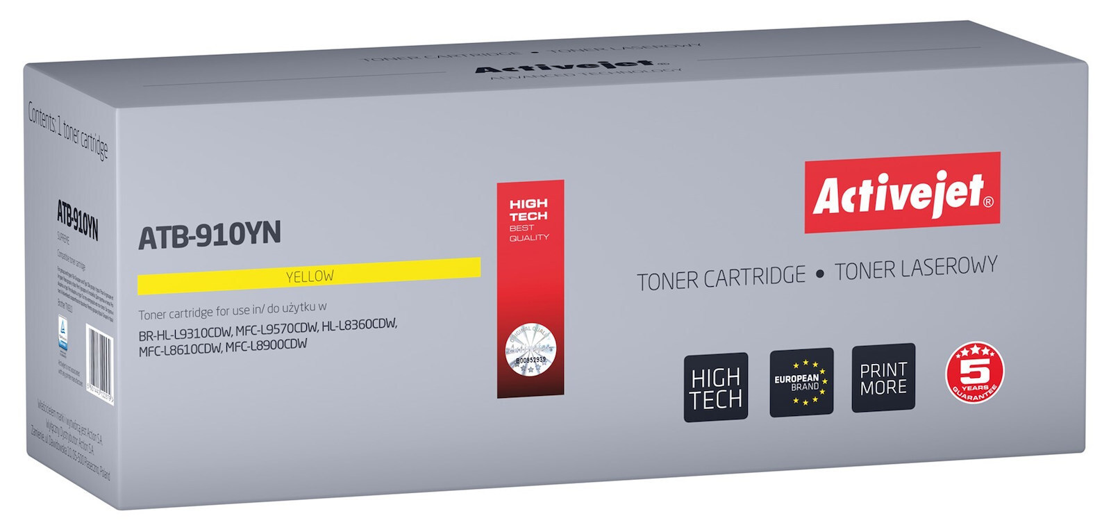 20240208151240_active_jet_symvato_toner_gia_laser_ektypoti_brother_tn_910y_kitrino_atb_910yn Active Jet Συμβατό Toner για Laser Εκτυπωτή Brother TN-910Y 9000 Σελίδων Κίτρινο - Image 1