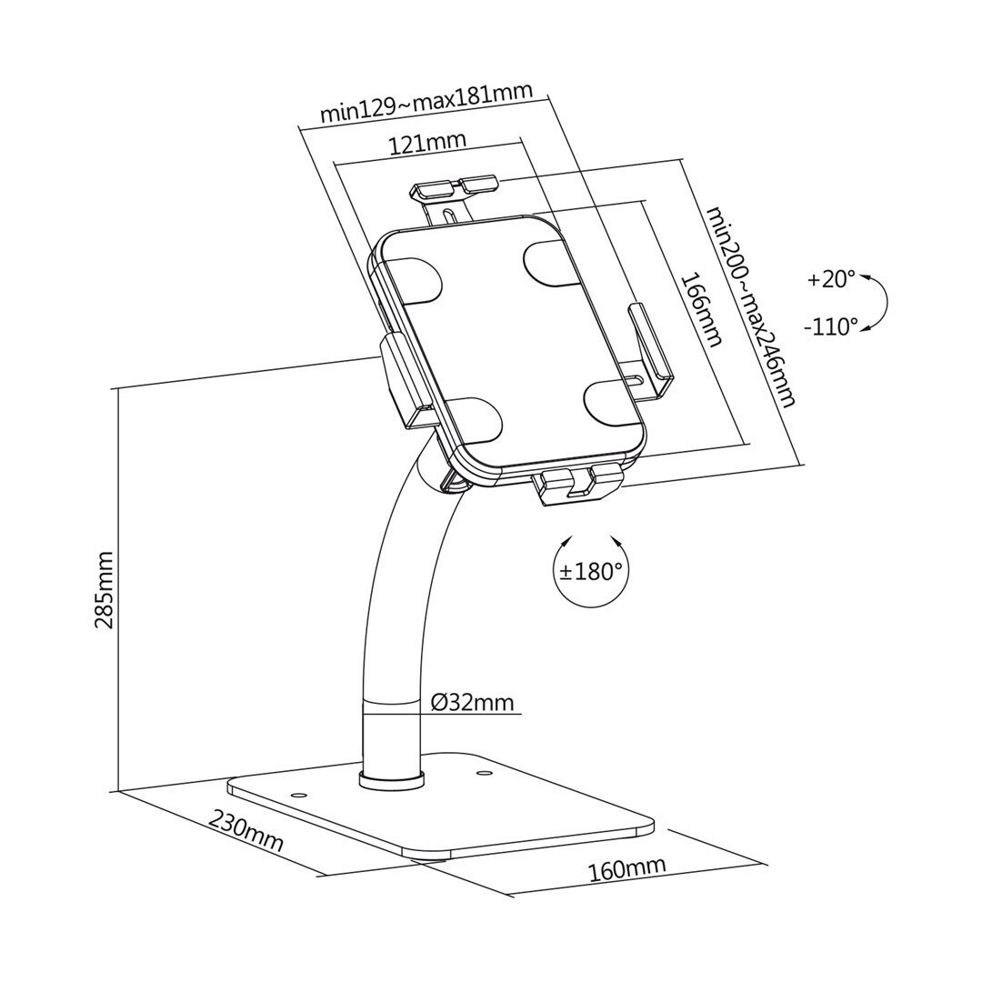 Maclean Energy Βάση Tablet Τοίχου έως 7.9" σε Λευκό χρώμα - Image 1