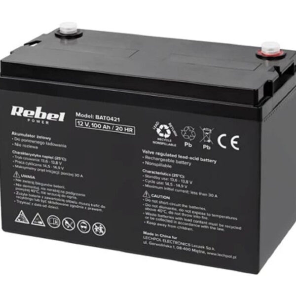 Rebel με Χωρητικότητα 100Ah και Τάση 12V BAT0421 1τμχ