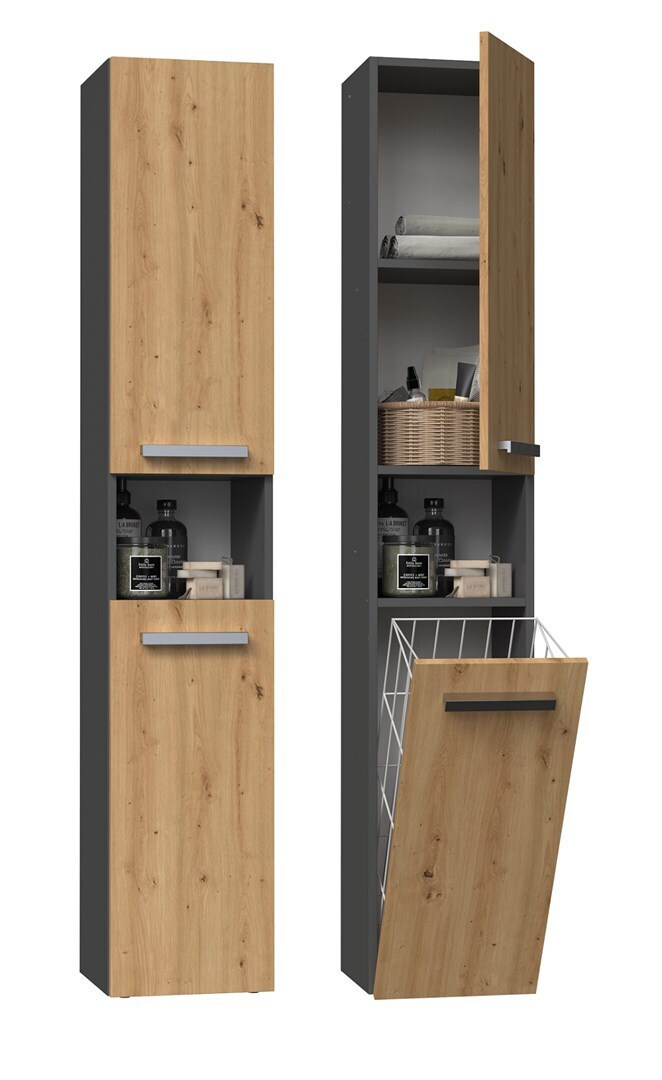 20240412104547_topeshop_epitoichia_rafiera_mpaniou Topeshop Επιτοίχια Ραφιέρα Μπάνιου Ξύλινη Γκρι - Image 1