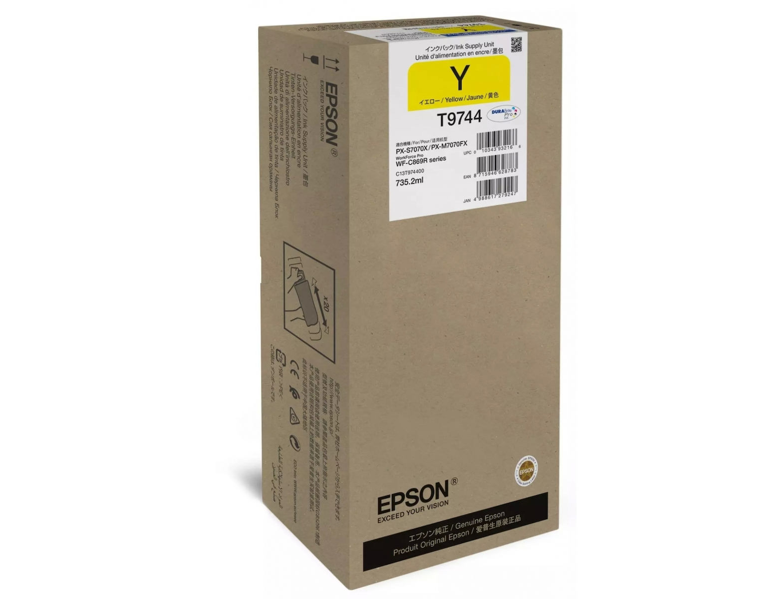 Epson T9744 Γνήσιο Μελάνι Εκτυπωτή InkJet Κίτρινο (C13T97440N)