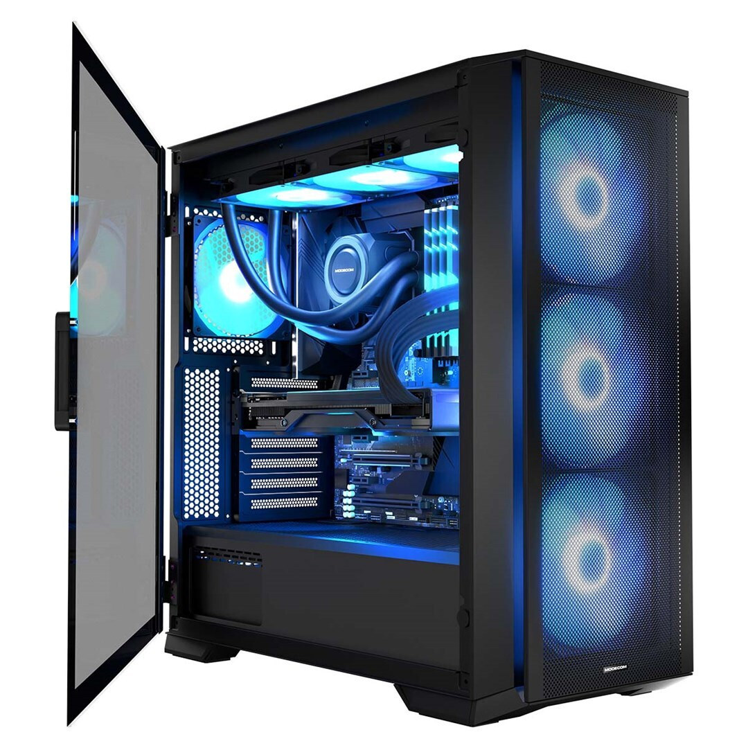 Modecom Horizon Flow Midi Tower Κουτί Υπολογιστή με Πλαϊνό Παράθυρο και RGB Φωτισμό Μαύρο
