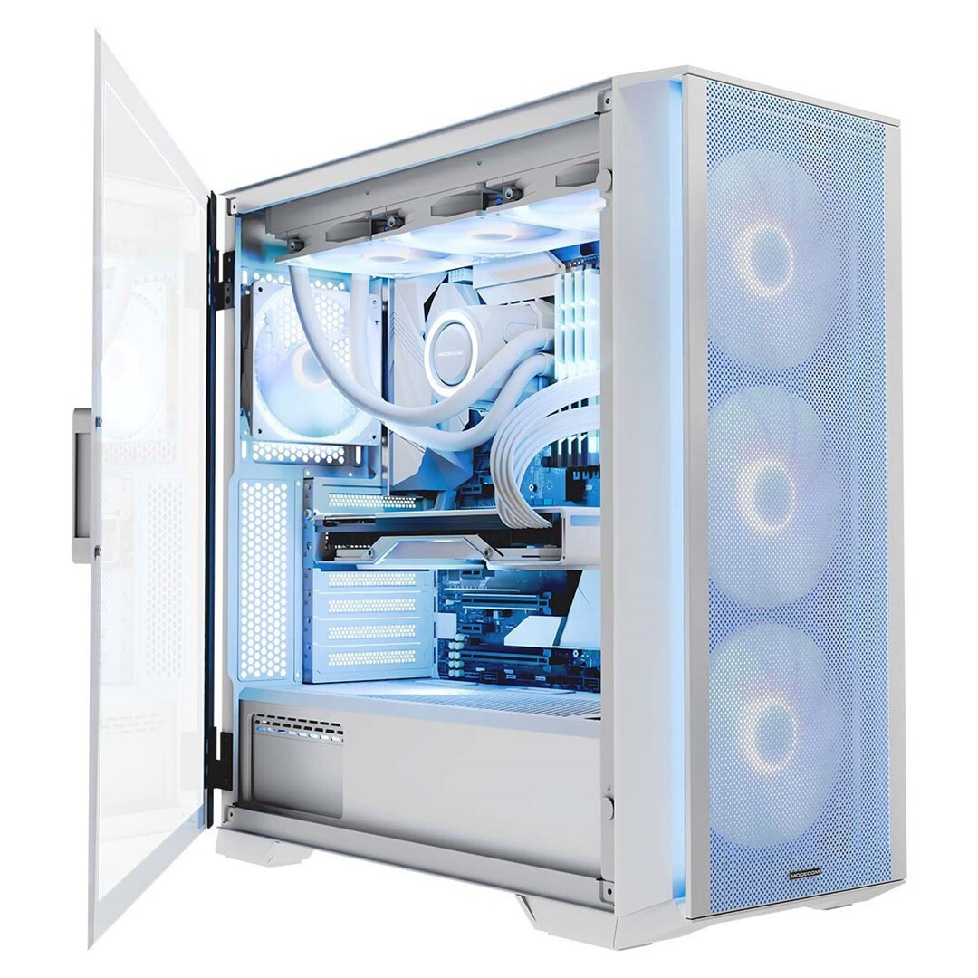 Modecom Horizon Flow Midi Tower Κουτί Υπολογιστή με Πλαϊνό Παράθυρο και RGB Φωτισμό Λευκό