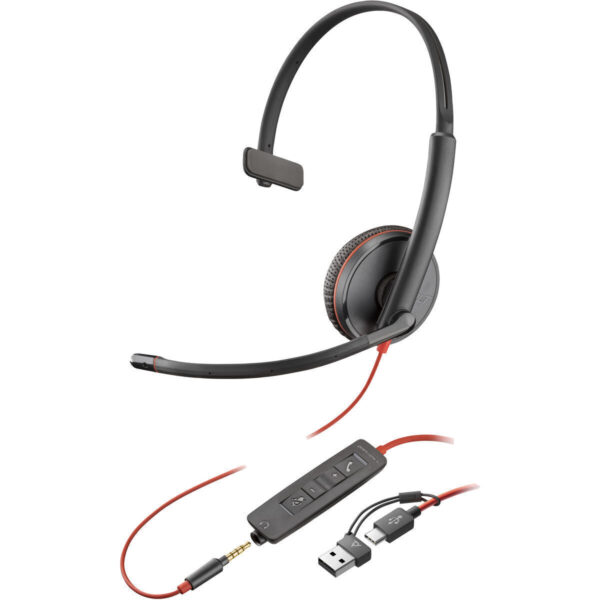Poly Blackwire 3215 USB-C HS On Ear Multimedia Ακουστικά με μικρόφωνο και σύνδεση USB-A / USB-C