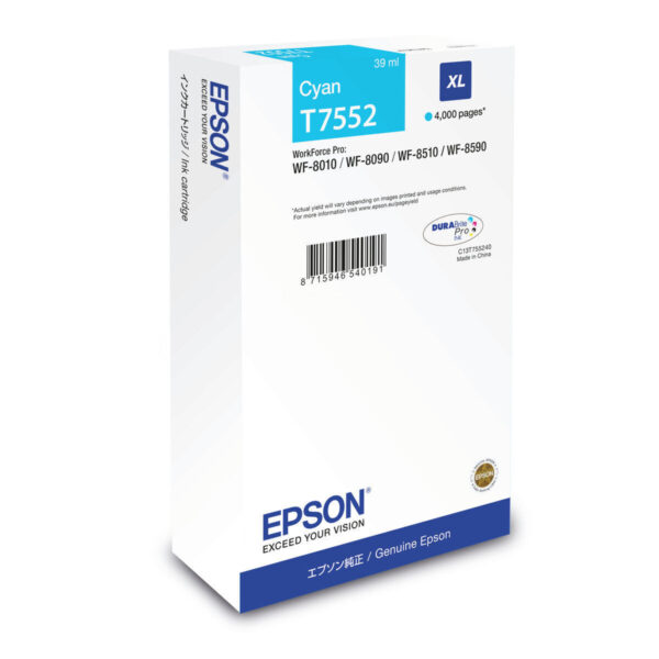Epson T7552 Γνήσιο Μελάνι Εκτυπωτή InkJet Κυανό (C13T75524N)