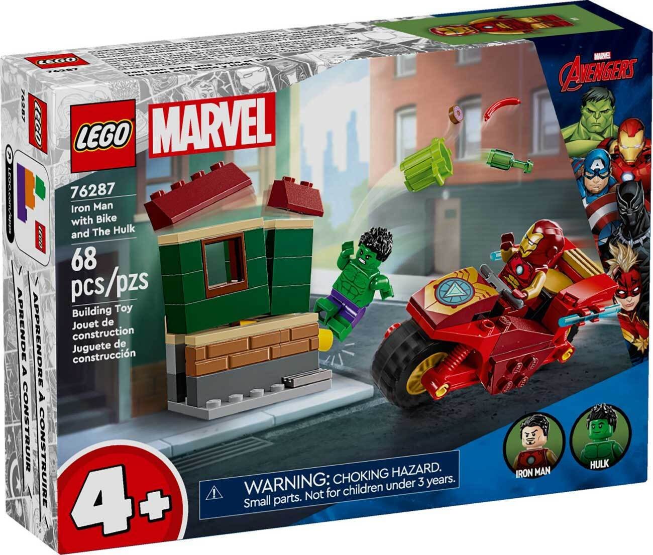 20240814161149_lego_marvel_iron_man_with_bike_and_the_hulk_gia_4_eton_76287 Lego Marvel Iron Man with Bike and the Hulk για 4+ Ετών 68τμχ - Image 1
