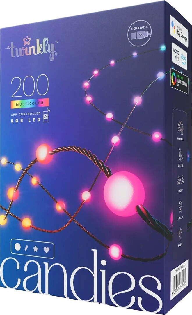 Twinkly Bluetooth/WiFi Διακοσμητικό Φωτιστικό με Φωτισμό RGB Γιρλάντα LED