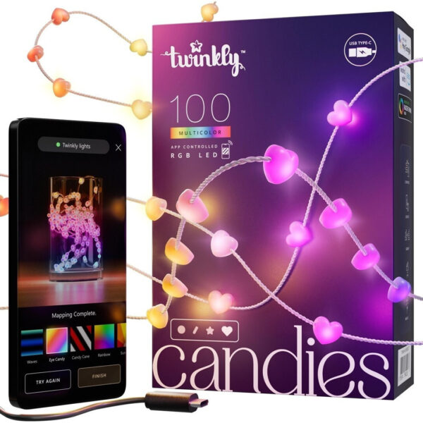 Twinkly Bluetooth/WiFi Διακοσμητικό Φωτιστικό με Φωτισμό RGB Γιρλάντα LED Πολύχρωμο