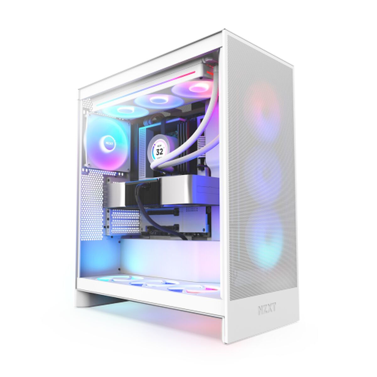 NZXT H7 Flow RGB Gaming Midi Tower Κουτί Υπολογιστή με Πλαϊνό Παράθυρο Λευκό