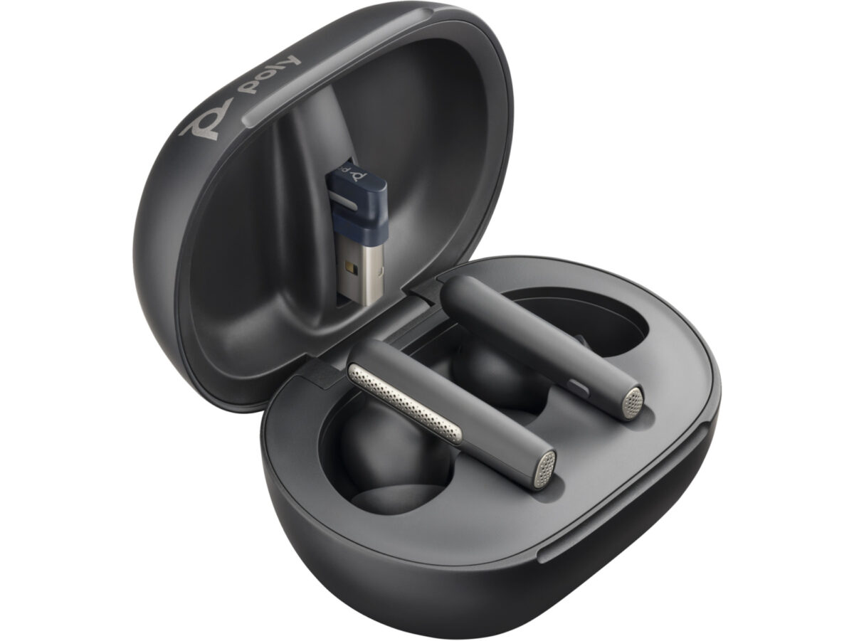 Poly Voyager Free 60+ UC M + BT700 USB-C Adapter + Touchscreen Charge Case In-ear Carbon Black - Image 1