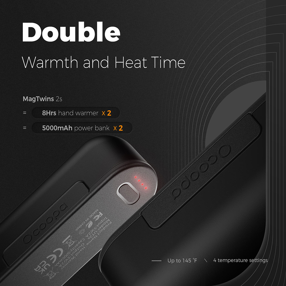 20250113113451_770da234 Ocoopa Hand Warmer External Battery Type-c Electric Μαγνητική Design Magtwins 2x 5000mah Ocoopa Ut2s-bk Black 6975292221089 - Image 5