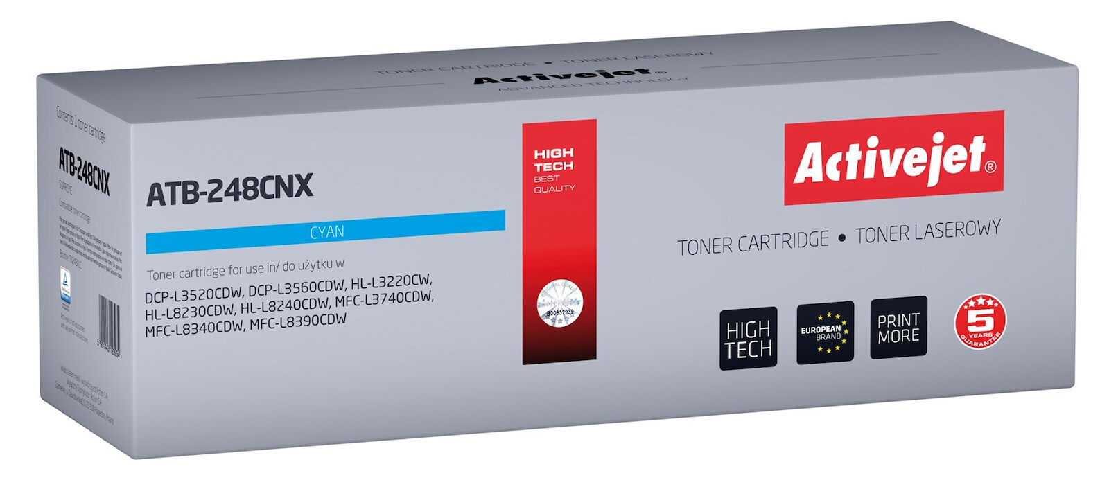 Active Jet Συμβατό Toner για Laser Εκτυπωτή Brother TN248XLC 2300 Σελίδων Μαύρο - Image 1