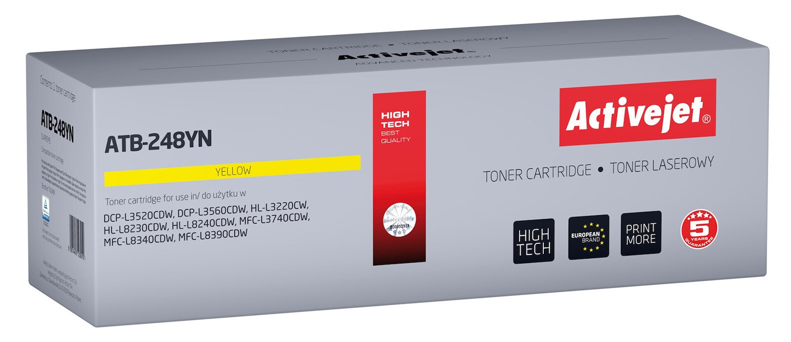 Active Jet Συμβατό Toner για Laser Εκτυπωτή Brother TN248Y 1000 Σελίδων Κίτρινο