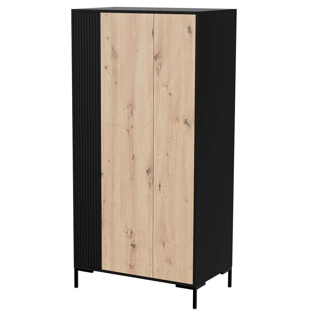 20250131133842_ntoulapa_rouchon_merci_black_oak_artisan_90x55x184cm Δίφυλλη Merci 90x55x184cm Black/oak Artisan - Image 1