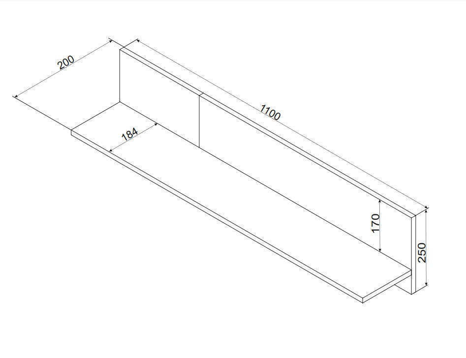 20250131144419_1cc6a33a Ράφι Τοίχου Merci 110x20x25εκ. Black - Image 2