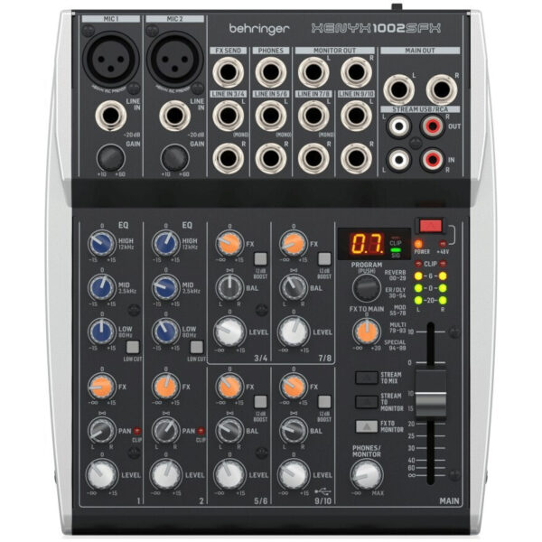 Behringer Xenyx 1002SFX Αναλογική Κονσόλα 10 Καναλιών με Phantom Power & 2 Εισόδους XLR