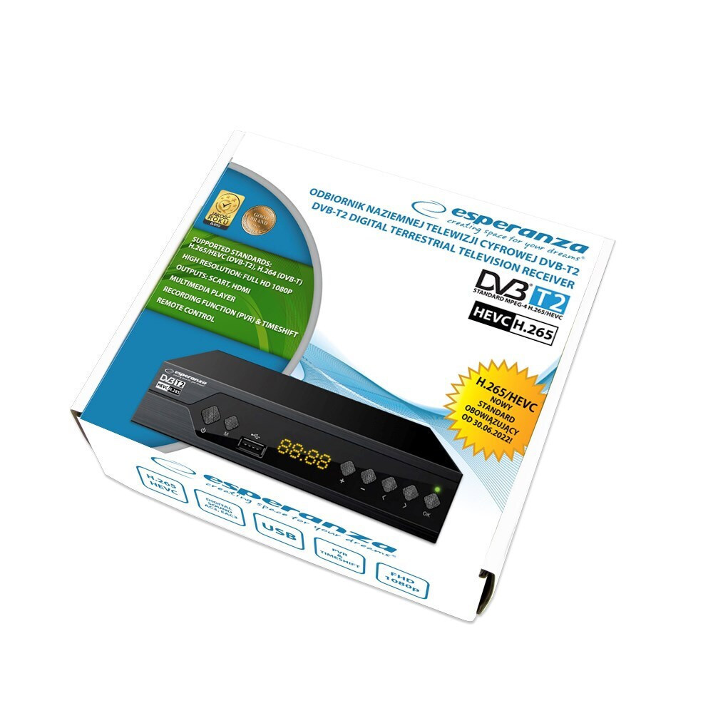 20250203151237_966c4135 Esperanza DVB-T2 H.265/HEVC EV107R Ψηφιακός Δέκτης Mpeg-4 SD (480p) Σύνδεσεις SCART / HDMI / USB - Image 4