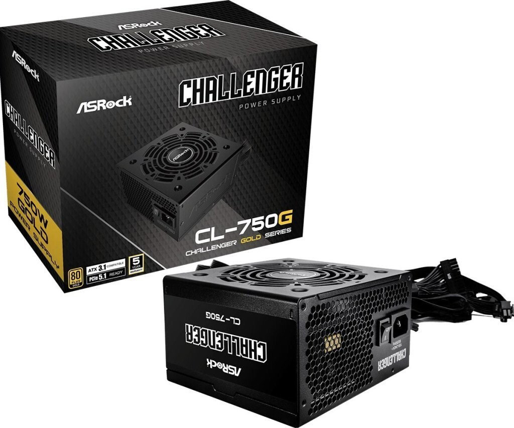 ASRock Challenger CL-750G 750W Μαύρο Τροφοδοτικό Υπολογιστή Full Wired 80 Plus Gold