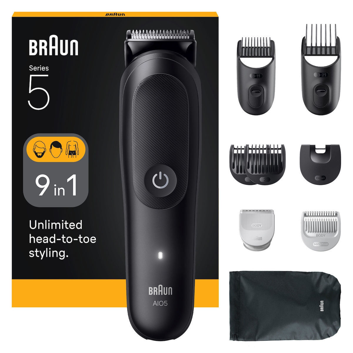 Braun All-in-one Series 5 Σετ Κουρευτικής Μηχανής Μαύρο AIO5540