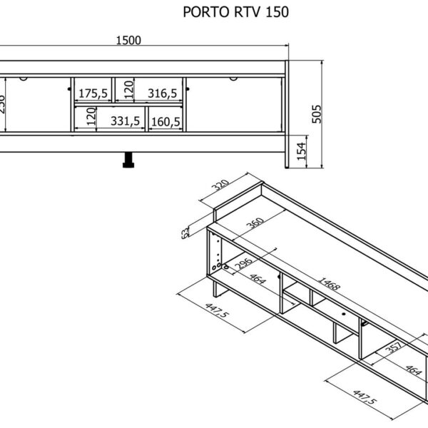 Μπουφές Porto Ξύλινος Oak/black 150x38x50cm
