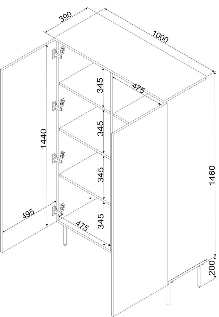 20250318132342_mpoufes_mayros_100x39x166cm Μπουφές Palazzo Ξύλινος Μαύρος 100x39x166cm - Image 1