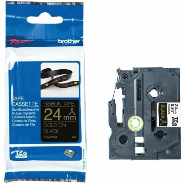 Brother Tze-r354 Satin Tape Text In Black On A 24 Mm Wide Tape