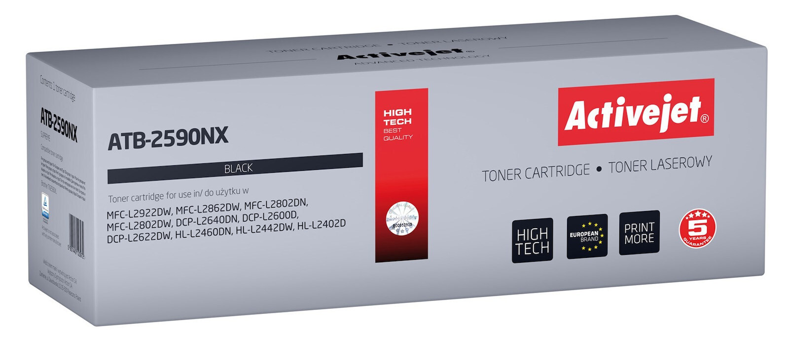 Active Jet Συμβατό Toner για Laser Εκτυπωτή Brother TN2590XL 3000 Σελίδων Μαύρο High Yield