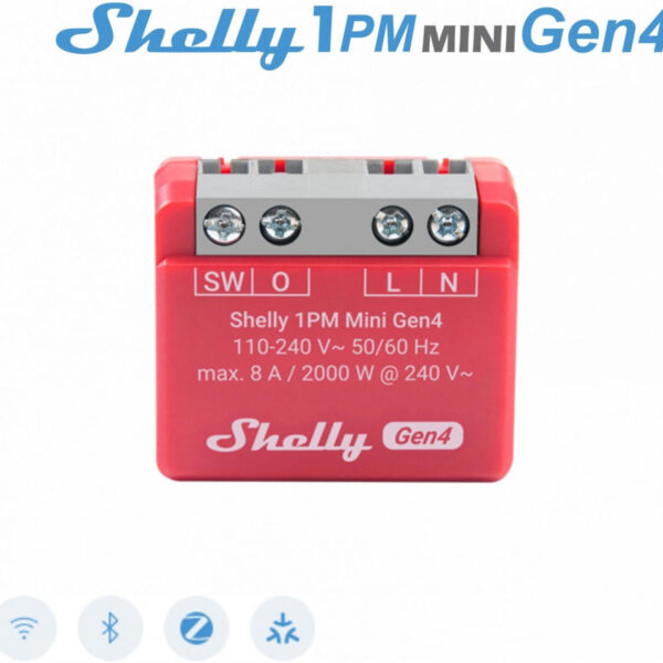 Shelly 1pm Mini Smart Ενδιάμεσος Διακόπτης με Σύνδεση ZigBee