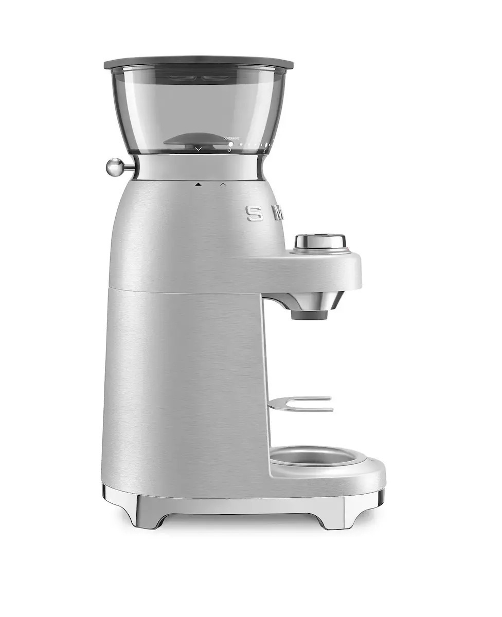20250606123347_2ba012c2 Smeg Ηλεκτρικός Μύλος Καφέ 150W με Χωρητικότητα 350gr και 30 Επίπεδα Άλεσης Ασημί - Image 4