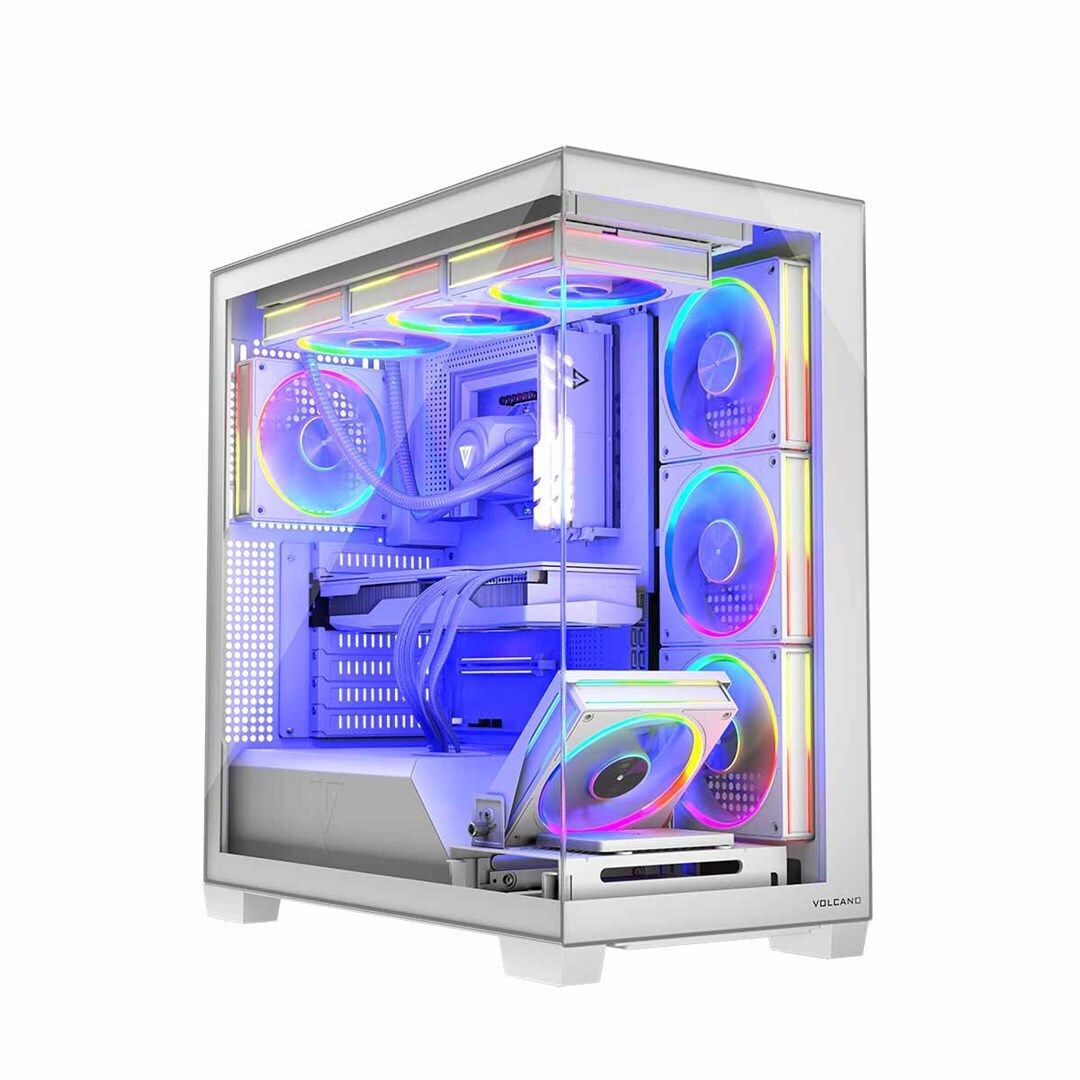 Modecom Volcano Stellar ARGB 8F Gaming Midi Tower Κουτί Υπολογιστή με Πλαϊνό Παράθυρο Λευκό