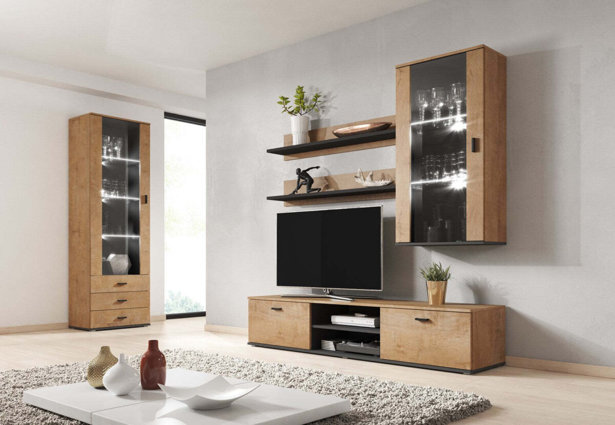Ράφι Τοίχου Soho 125x20x20εκ. Lefkas Oak/Black - Image 3