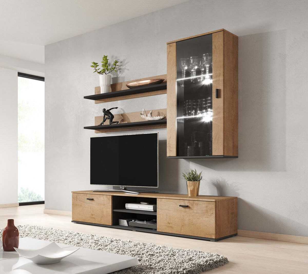 Ράφι Τοίχου Soho 125x20x20εκ. Lefkas Oak/Black - Image 7