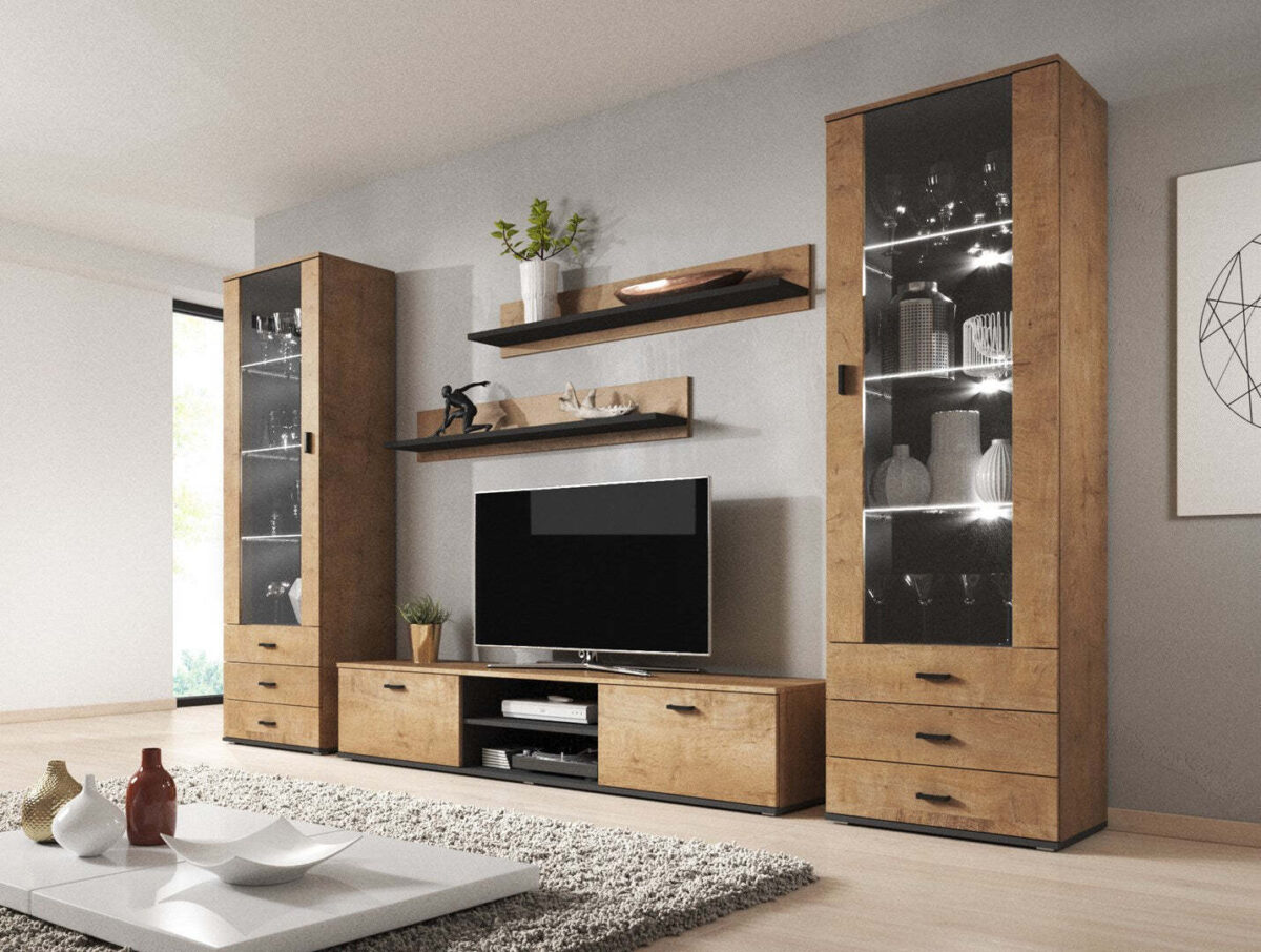 Ράφι Τοίχου Soho 125x20x20εκ. Lefkas Oak/Black - Image 6