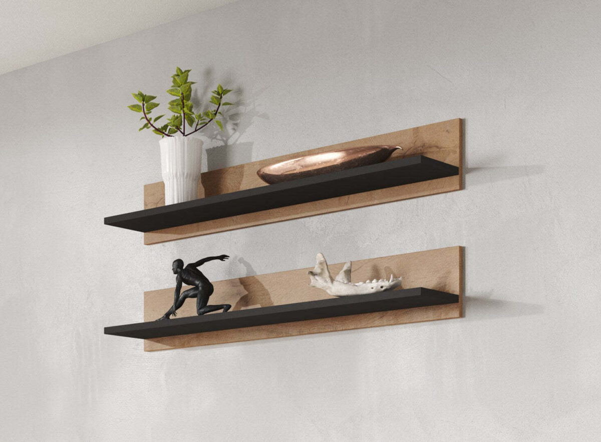 Ράφι Τοίχου Soho 125x20x20εκ. Lefkas Oak/Black - Image 5