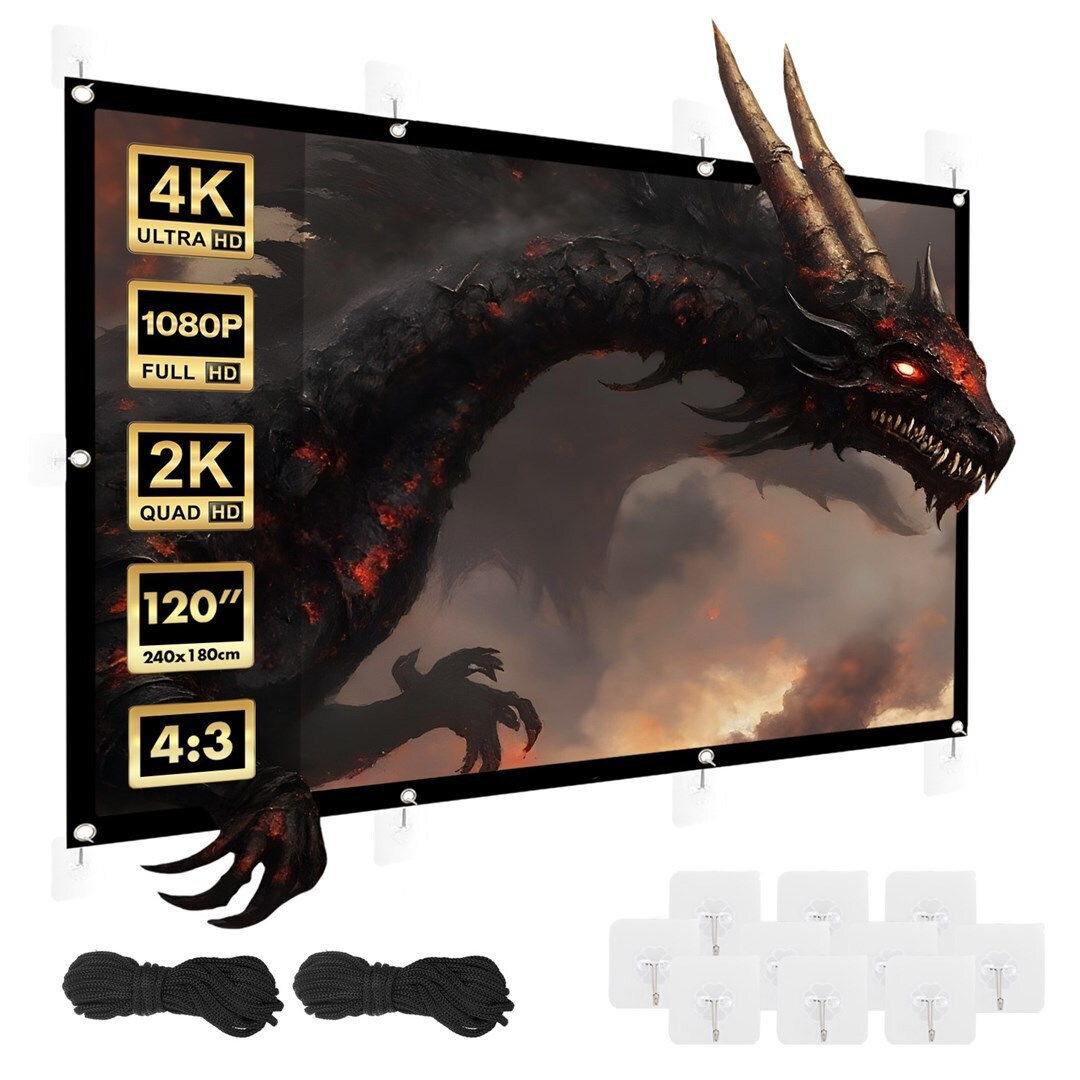 Maclean Energy Οθόνη Προβολής Projector Τοίχου με Λόγο Εικόνας 4:3 240x180cm / 120"