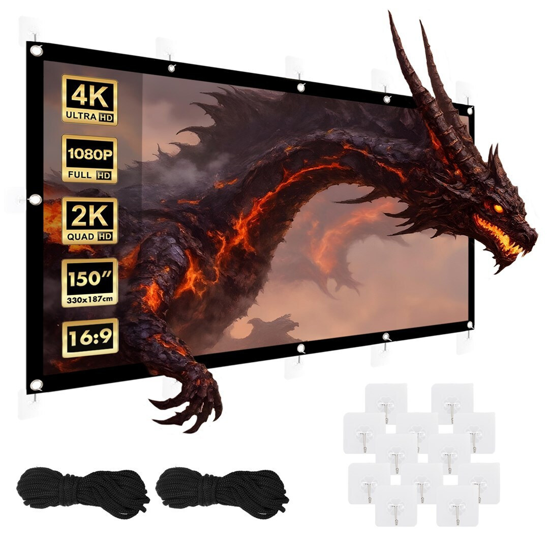 Maclean Energy Οθόνη Προβολής Projector Τοίχου με Λόγο Εικόνας 16:9 330x187cm / 150"