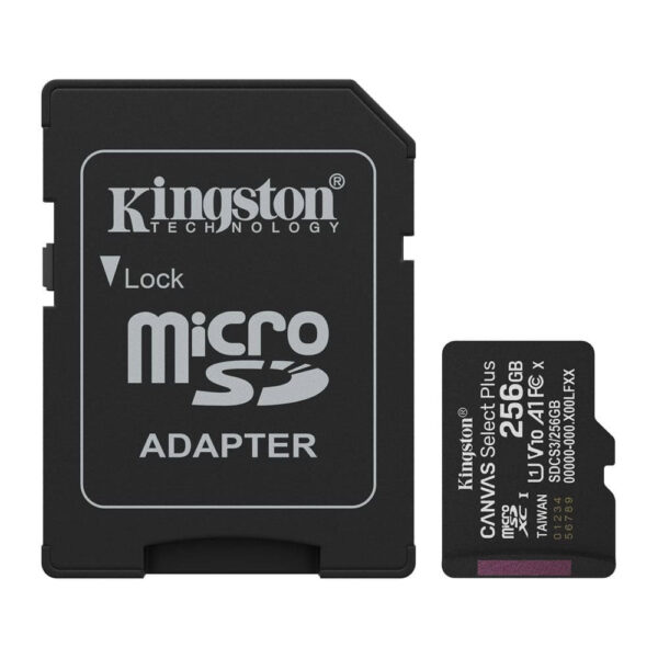 256gb Microsdhc Memory Card Adapter Kingston Canvas Select Plus Class 10 Uhs-i Read Speed Up To 150mb/s