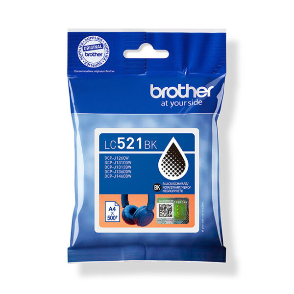 Brother LC521BK Γνήσιο Μελάνι Εκτυπωτή InkJet Μαύρο (LC-521BK)