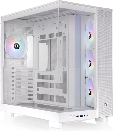 Thermaltake View 600 TG Gaming Full Tower Κουτί Υπολογιστή με Πλαϊνό Παράθυρο Snow White