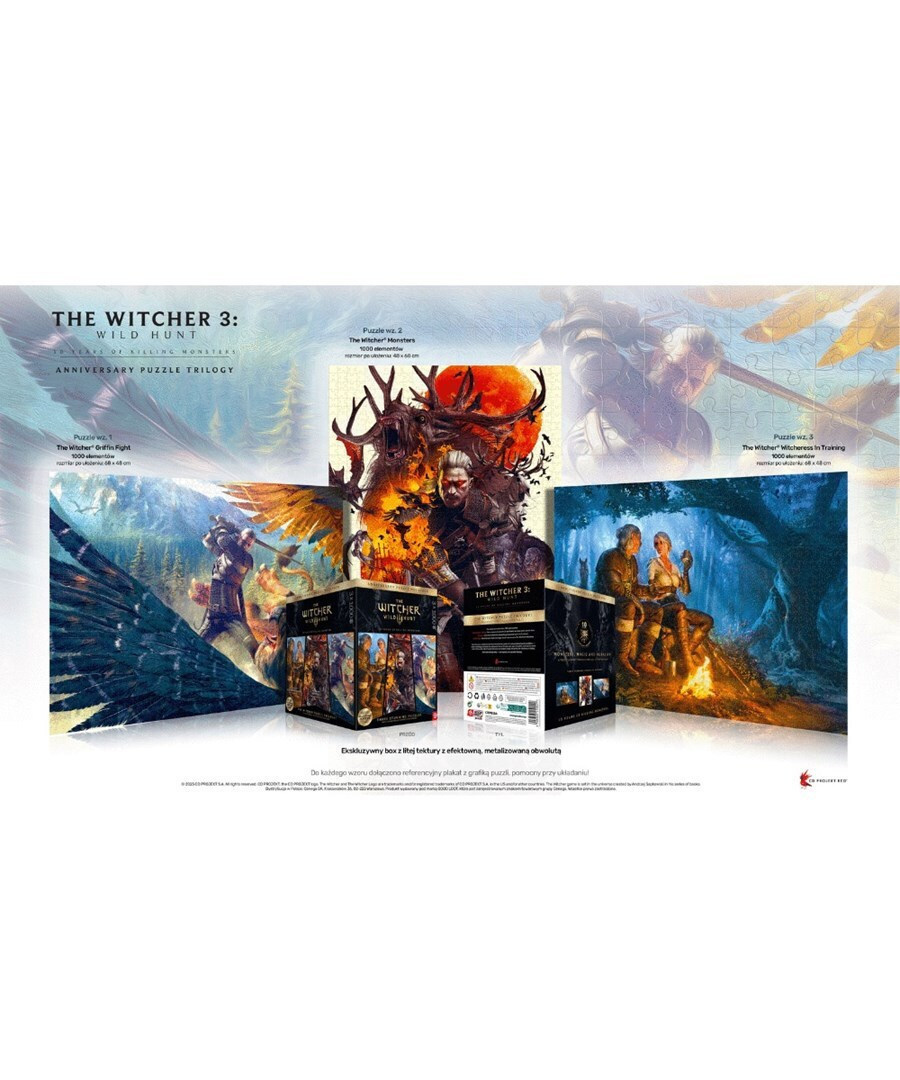 20250915135301_22438cff Puzzle Good Loot Premium Witcher 3 Wild Hunt 10 Years Killing Monsters 3x 1000 Pc S - Image 2