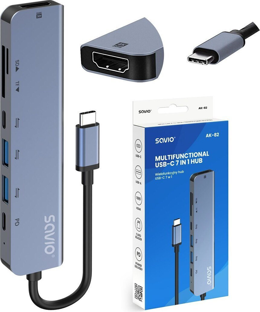 20250918110947_savio_usb_2_0_hub_20_thyron_me_syndesi_usb_a_thyra_fortisis Savio USB 3.1 Hub 7 Θυρών με σύνδεση USB-C & Θύρα Φόρτισης - Image 1